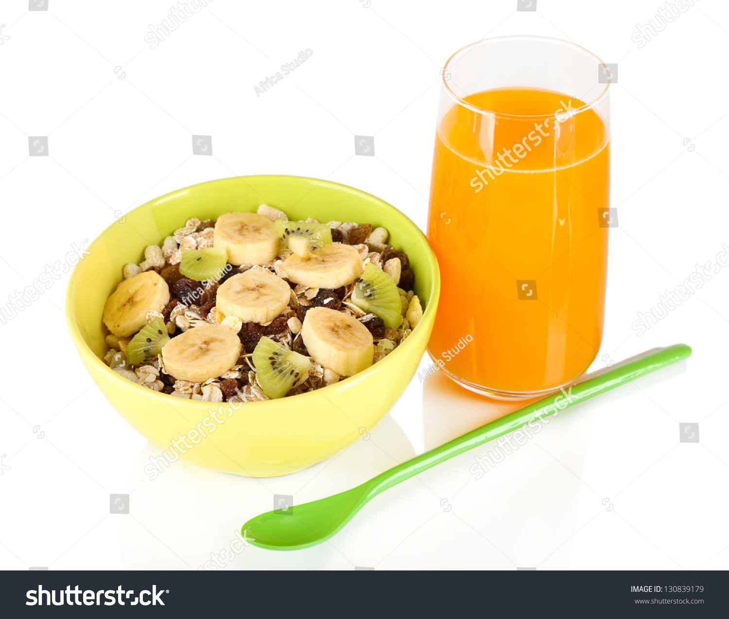 Delicious Healthy Cereal Bowl Juice Isolated Stock Photo 130839179 ...