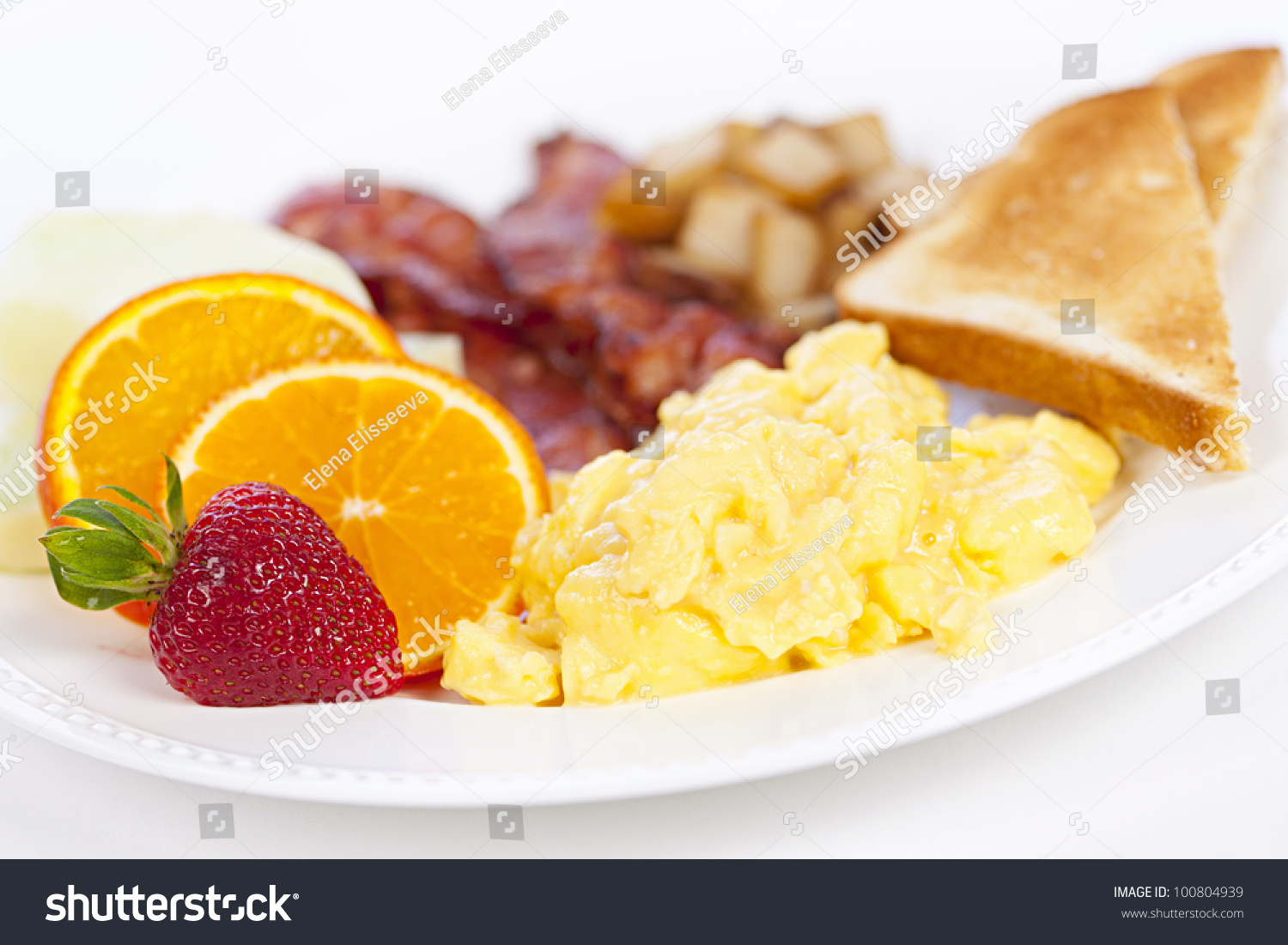 Delicious Breakfast Scrambled Eggs Toast Bacon Stock Photo Edit Now