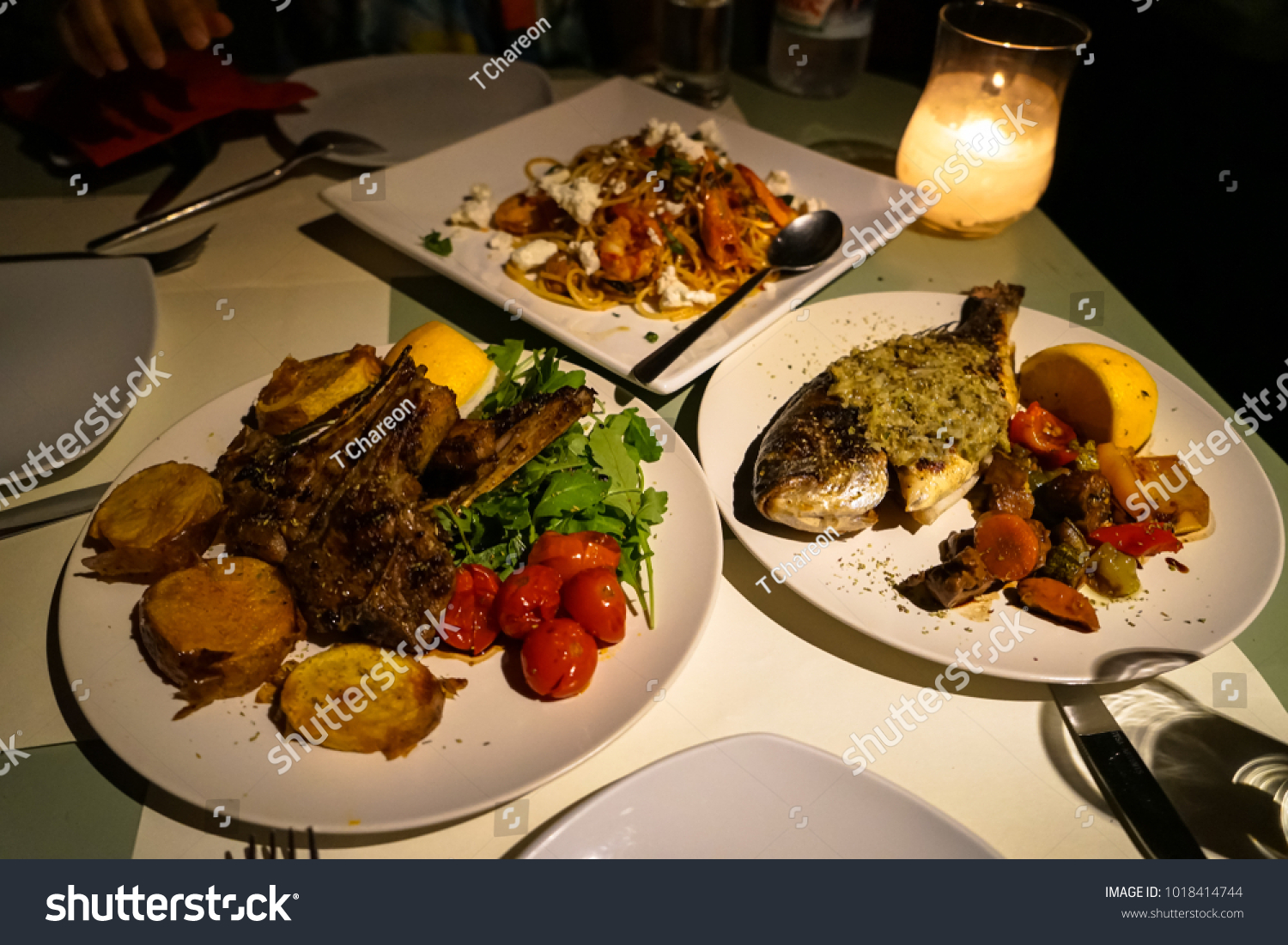 Delicious Candle Light Dinner Table Serving Stock Photo Edit Now