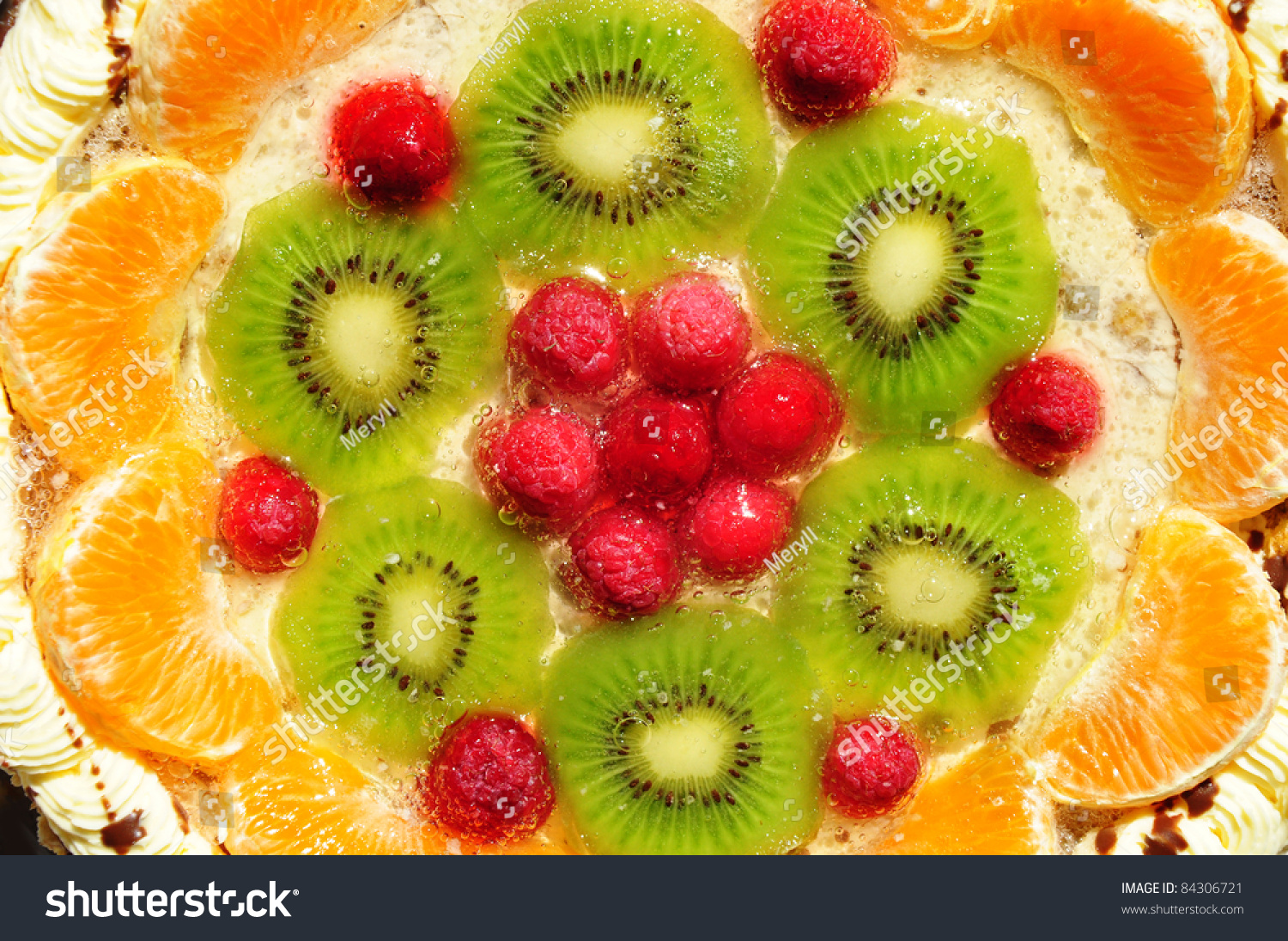 Delicious Fruit Gateau Cake Raspberry Kiwi Stock Photo Edit Now