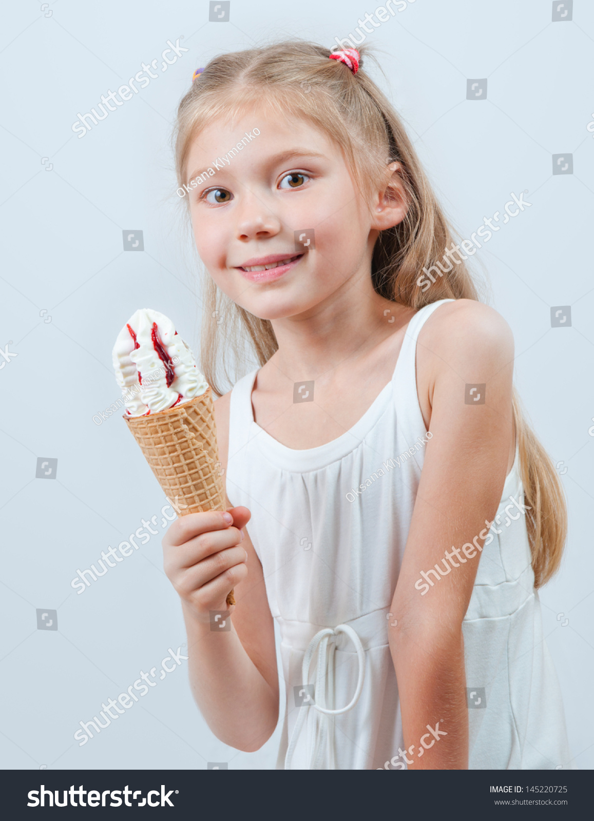 Delicious Ice Cream Cone Little Girl Stock Photo 145220725 - Shutterstock