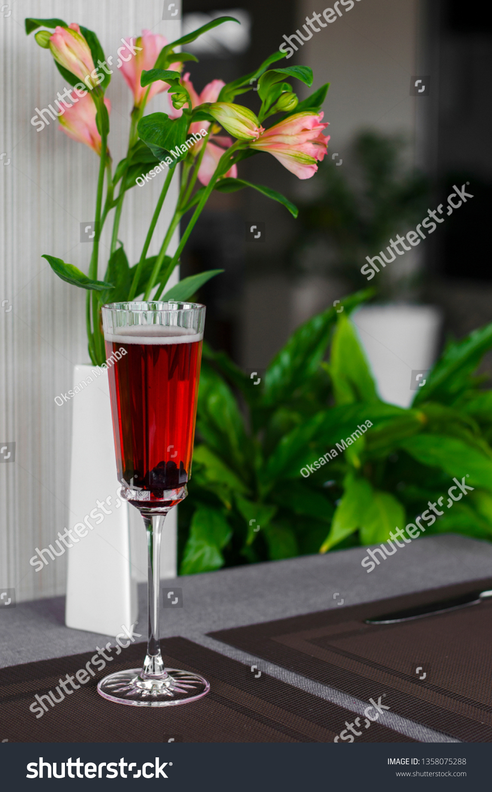 Delicious Kir Cocktail On Table Green Stock Photo Edit Now