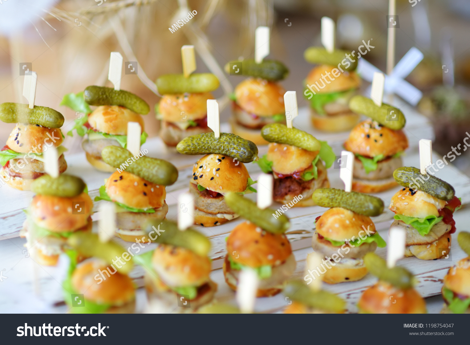 Delicious One Bite Mini Burgers Served Stock Photo Edit Now