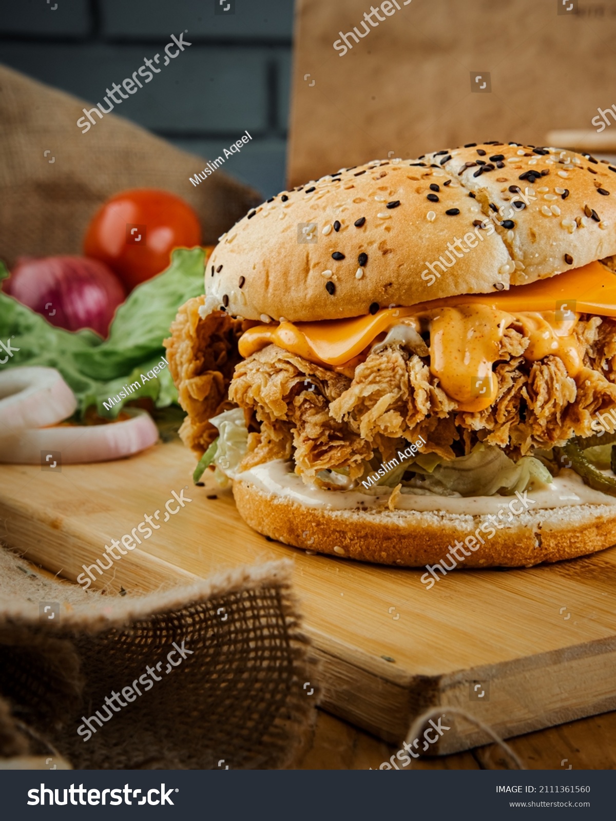 Delicious Zinger Fried Chicken Burger Stock Photo 2111361560 | Shutterstock
