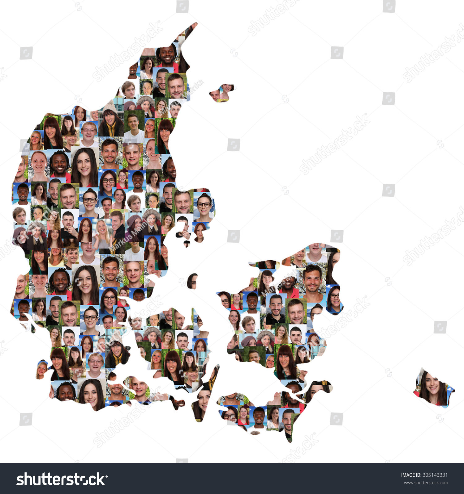 Denmark Map Multicultural Group Of Young People Integration Diversity