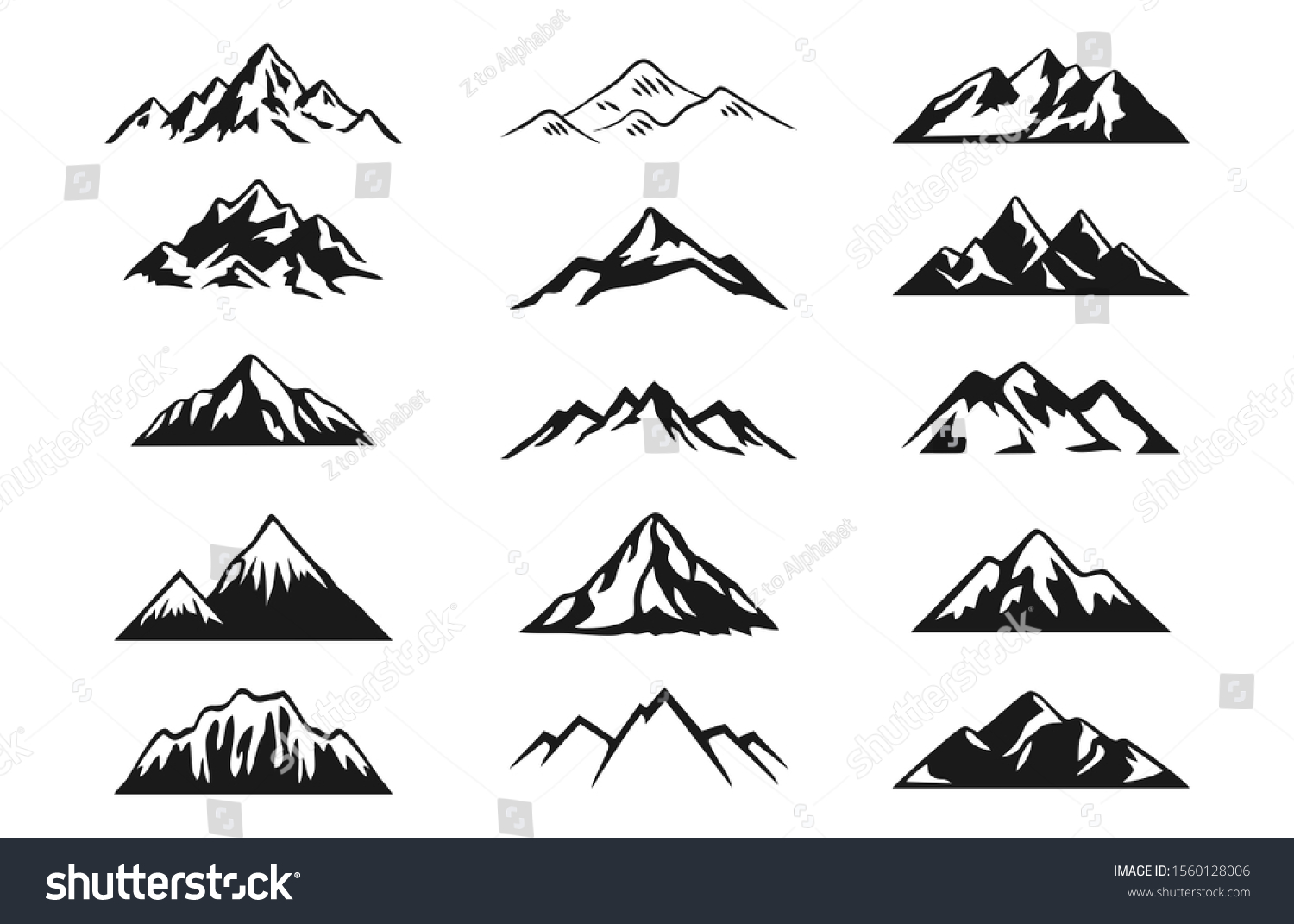 Design Illustrator Vector Mountain Silhouette Clipart Stock Illustration 1560128006