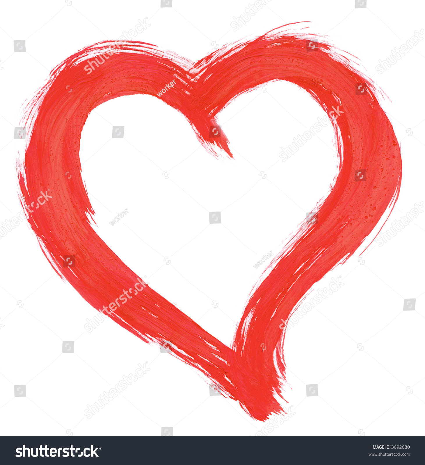 Design Element - Red Handpainted Heart Against Pure White Background ...