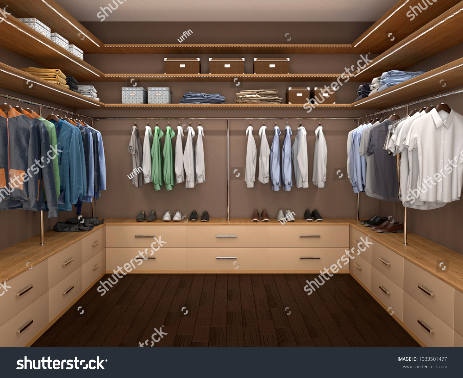 Design Modern Mens Wardrobe 3d Illustration Stock Illustration