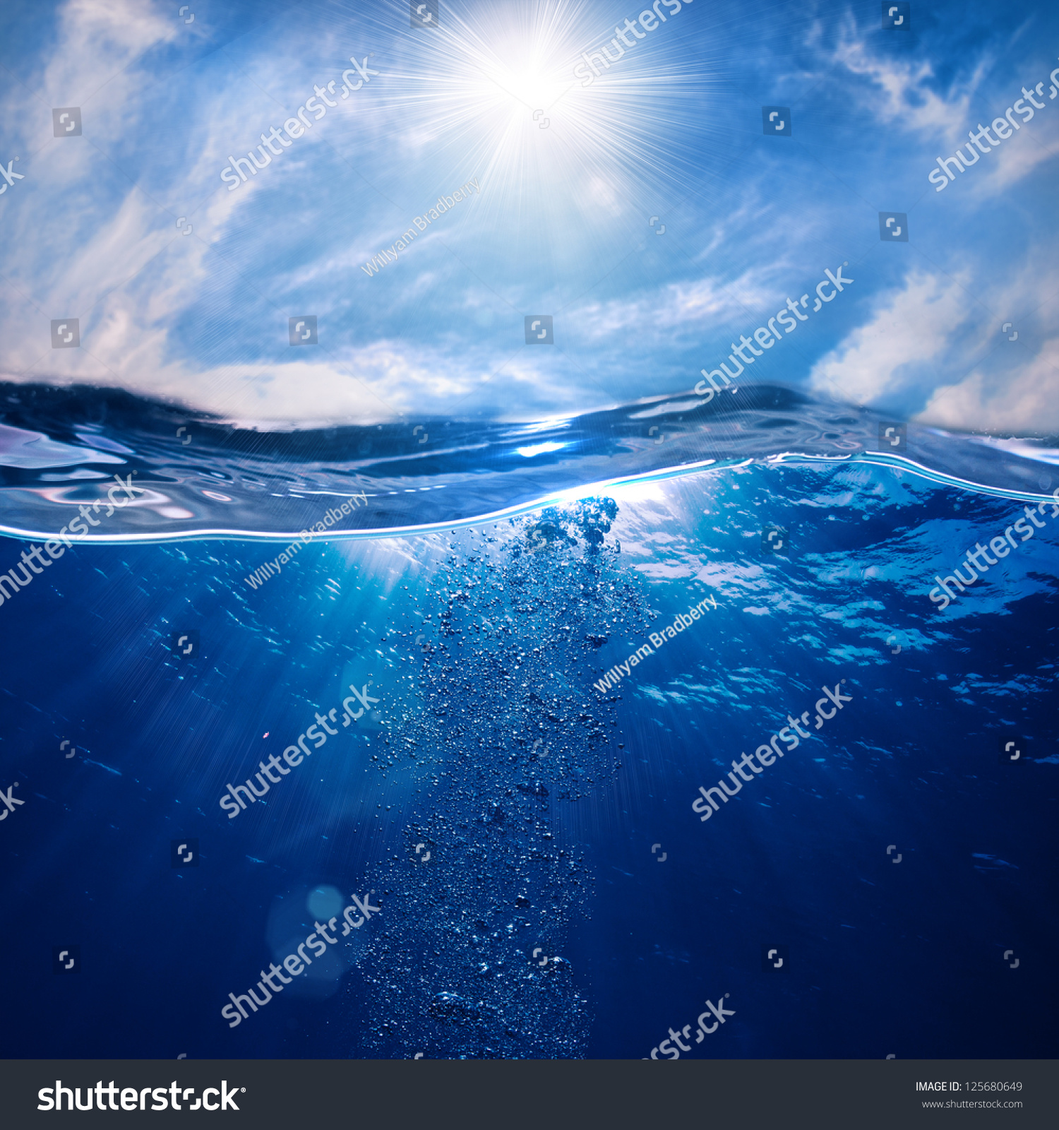 Design Template Underwater Part Sunset Skylight Stock Photo 125680649 ...