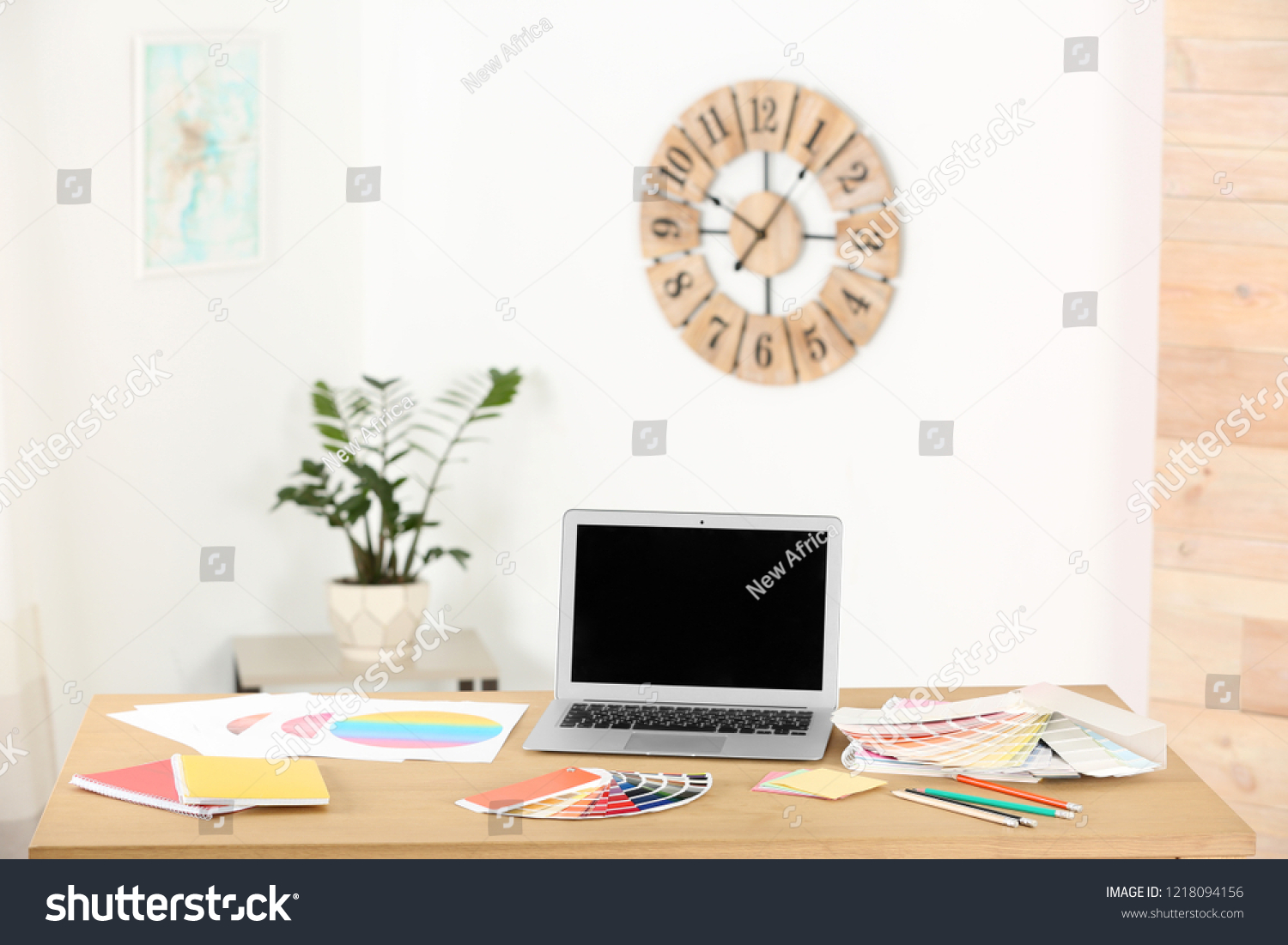 Designers Workplace Laptop Paint Color Palette Stock Photo Edit Now 1218094156