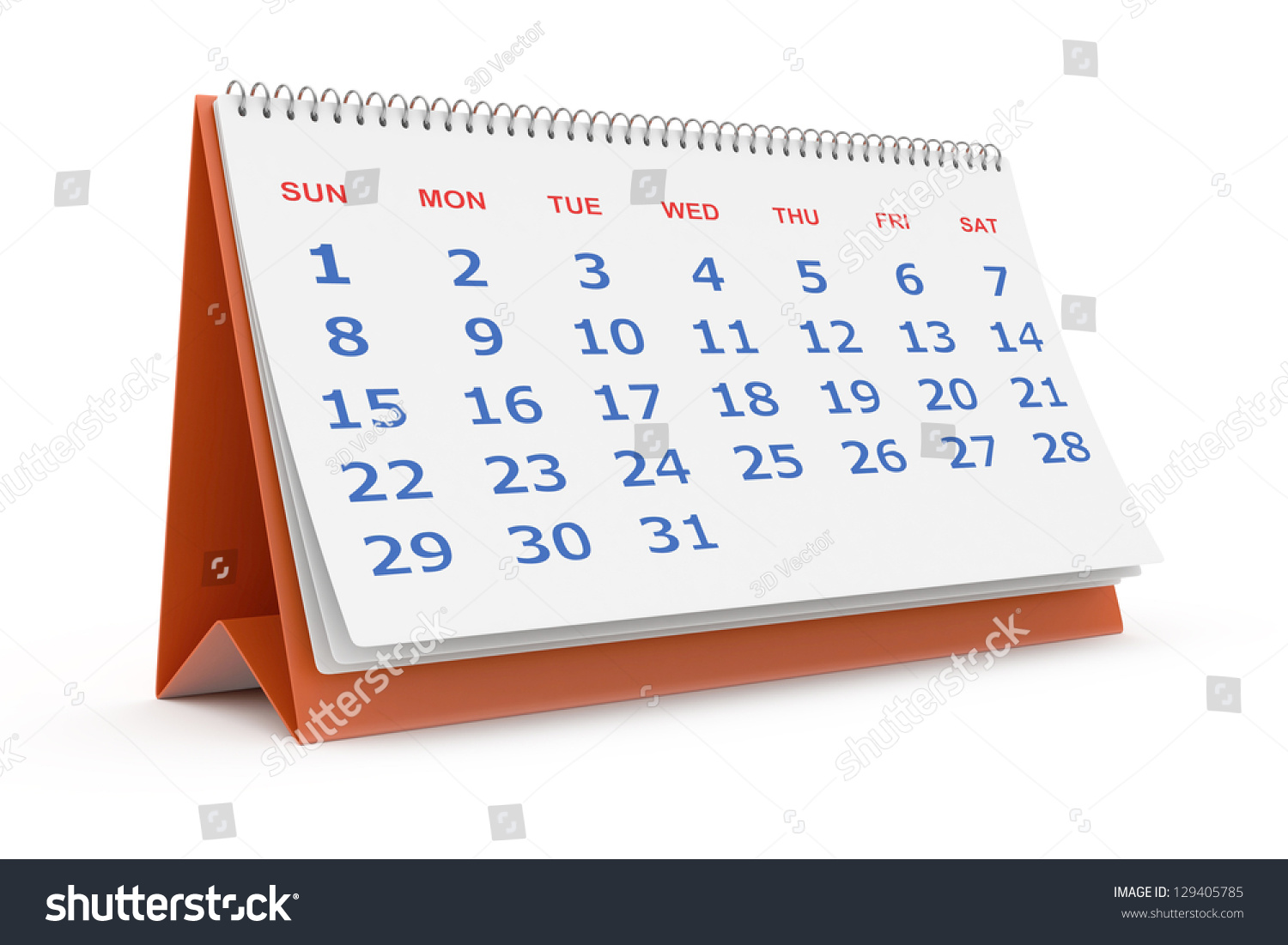 Desktop Calendar Isolated On White Stock Illustration 129405785