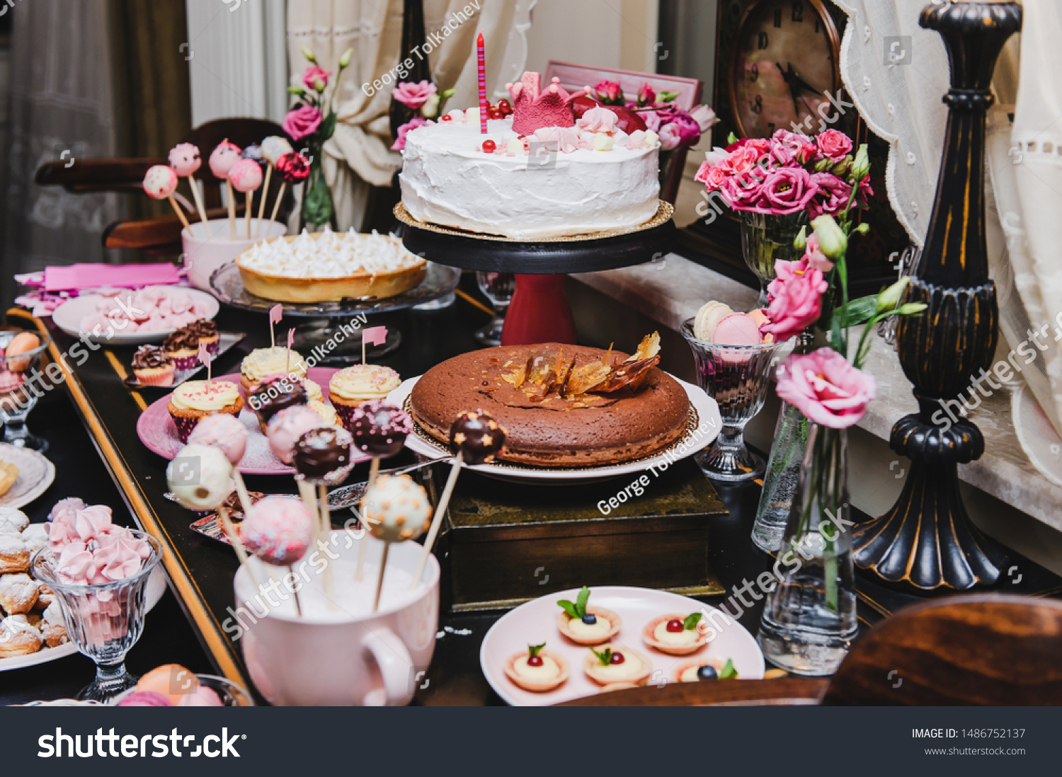 Dessert Table Party Candy Bar White Stock Photo Edit Now 1486752137