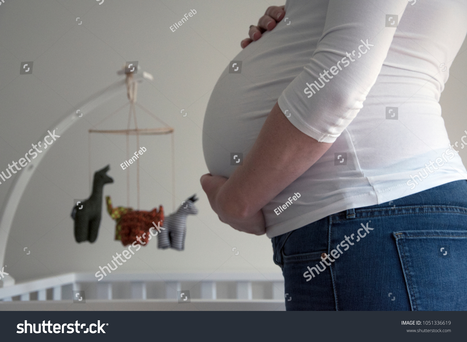 Detail Pregnant Woman Front Baby Crib Stock Photo Edit Now