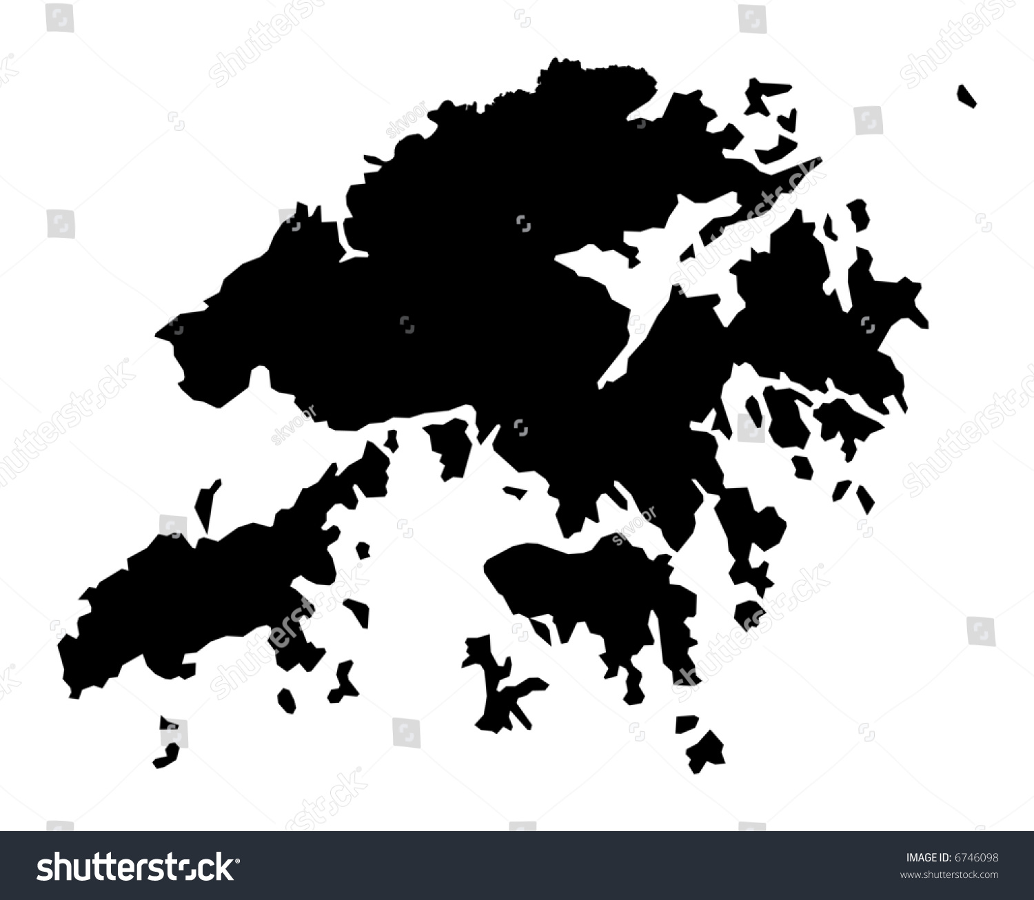 Detailed Isolated Map Hong Kong Black Stock Illustration 6746098 ...