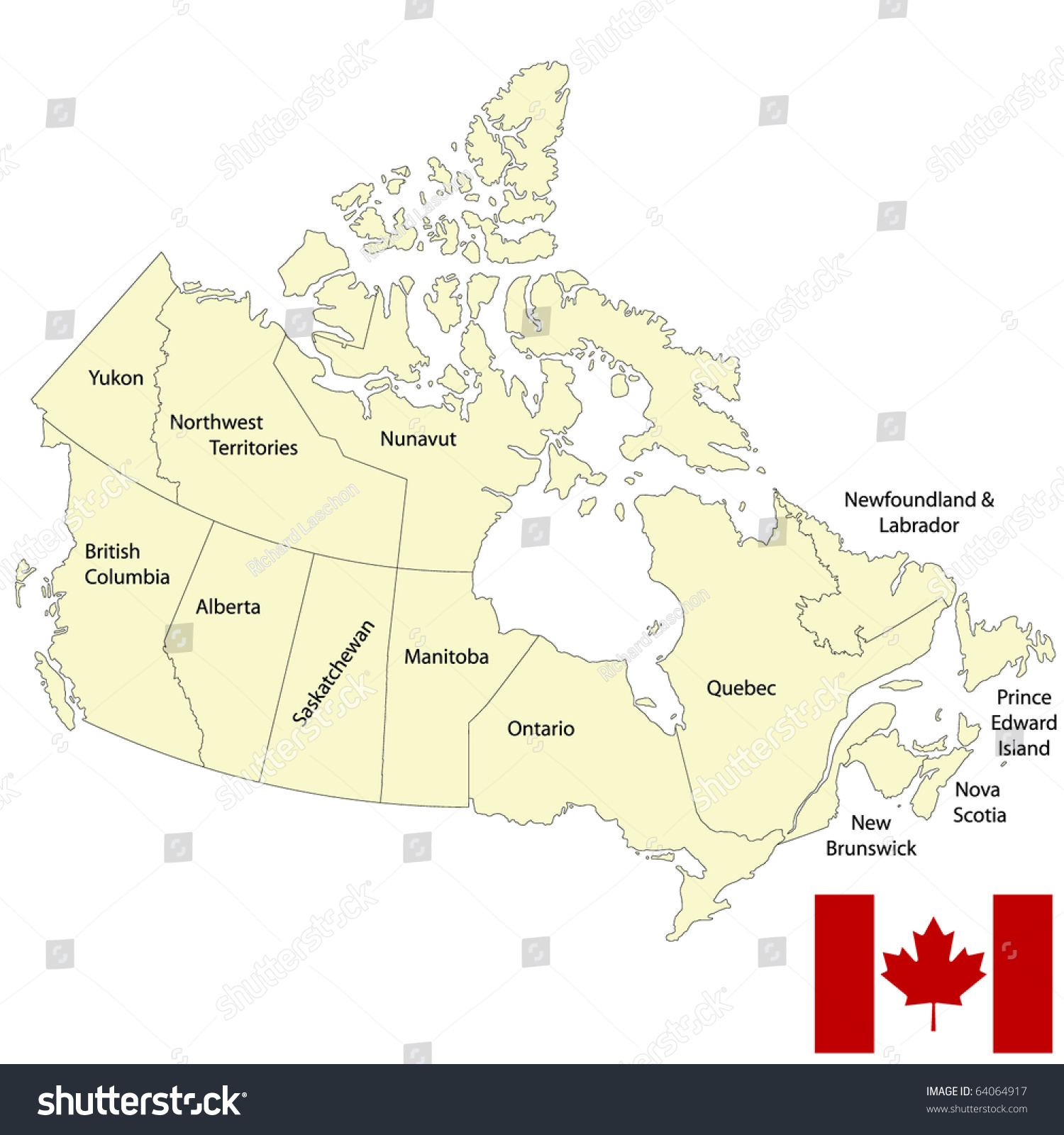 Detailed Map Of Canada Stock Photo 64064917 : Shutterstock