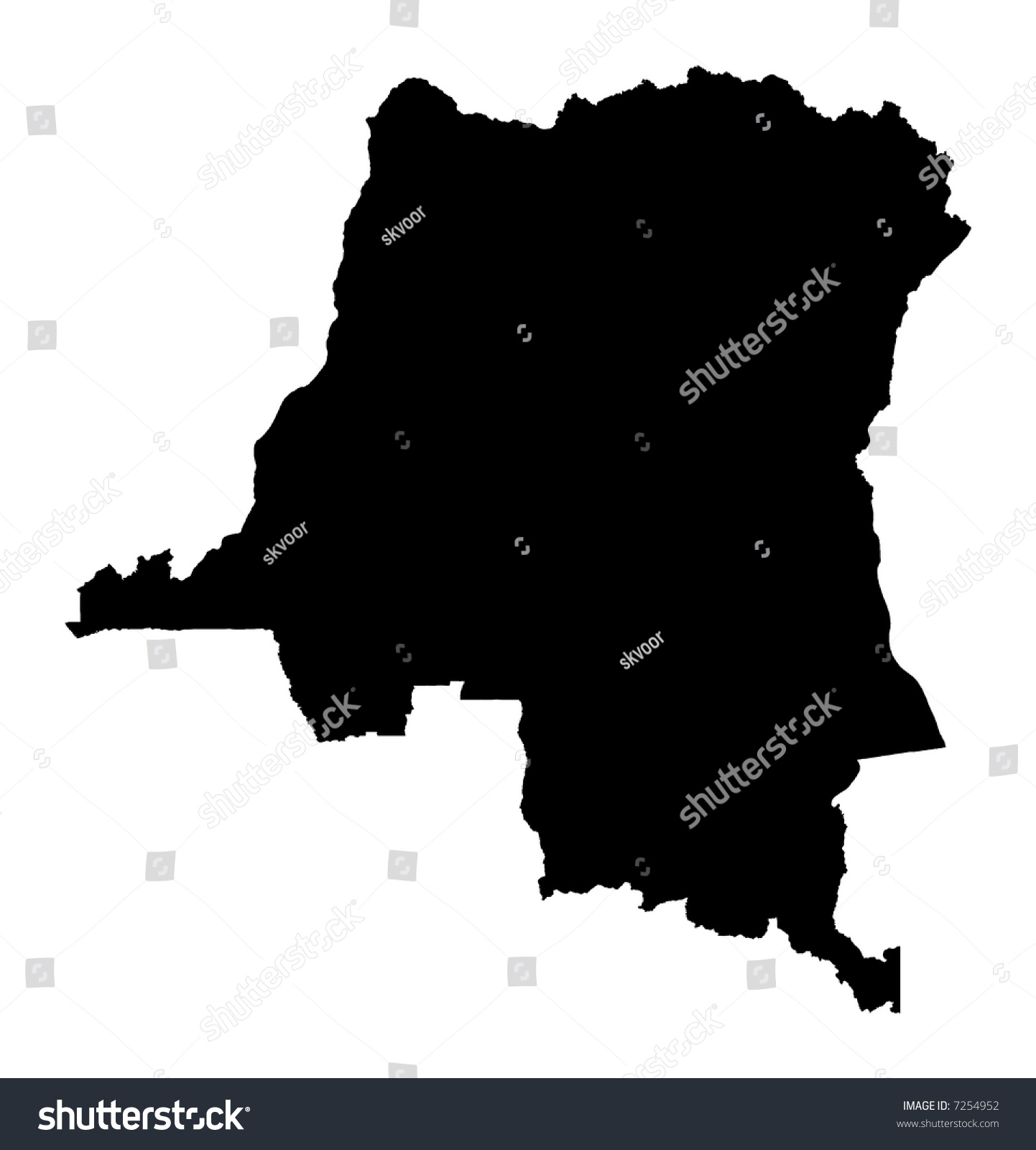 Detailed Map Of Democratic Republic Of The Congo, Black And White ...