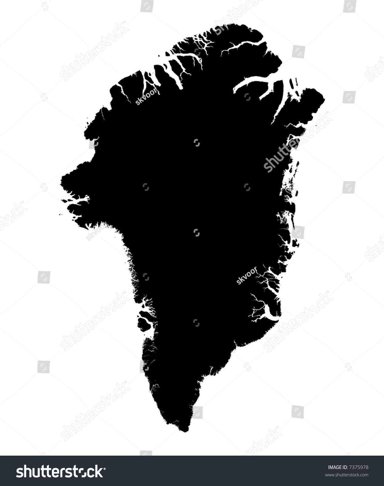 Detailed Map Of Greenland, Black And White. Mercator Projection. Stock ...