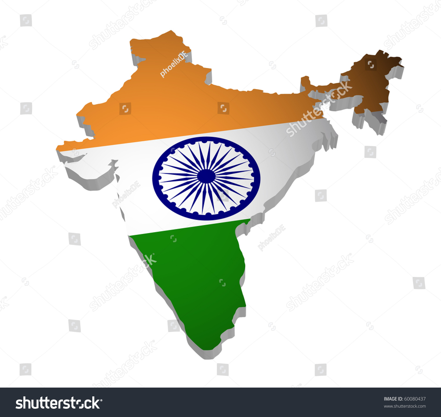 Detailed Map Of India Stock Photo 60080437 : Shutterstock