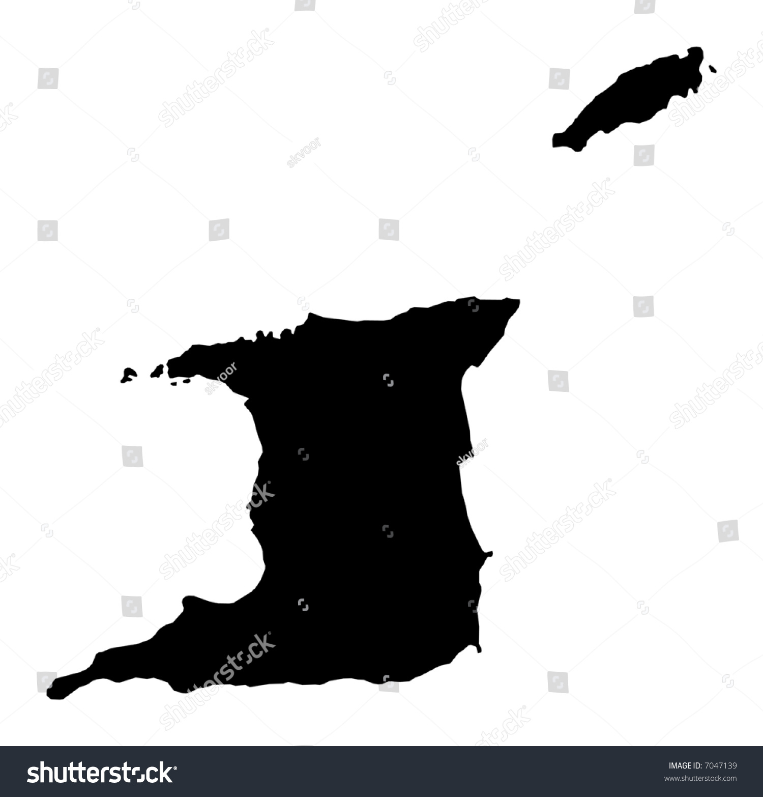 Detailed Map Trinidad Tobago Black White Stock Illustration 7047139 ...