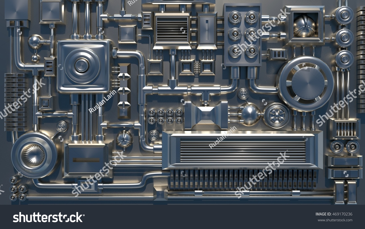 Detailed Scifi Electronics Technical Panel 3d Stock Illustration