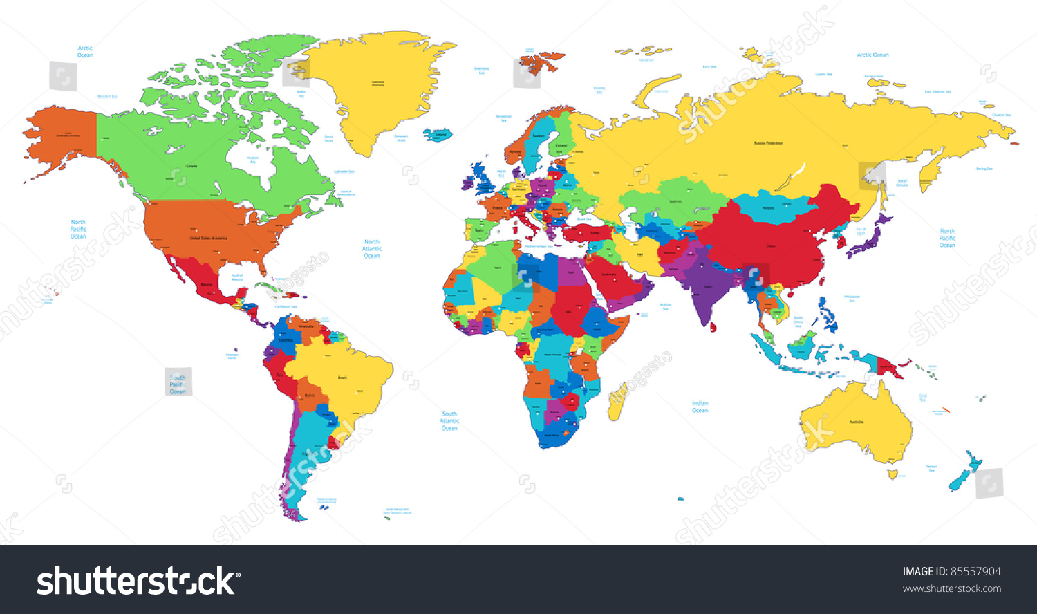 Detailed World Map Of Rainbow Colors. Stock Photo 85557904 : Shutterstock