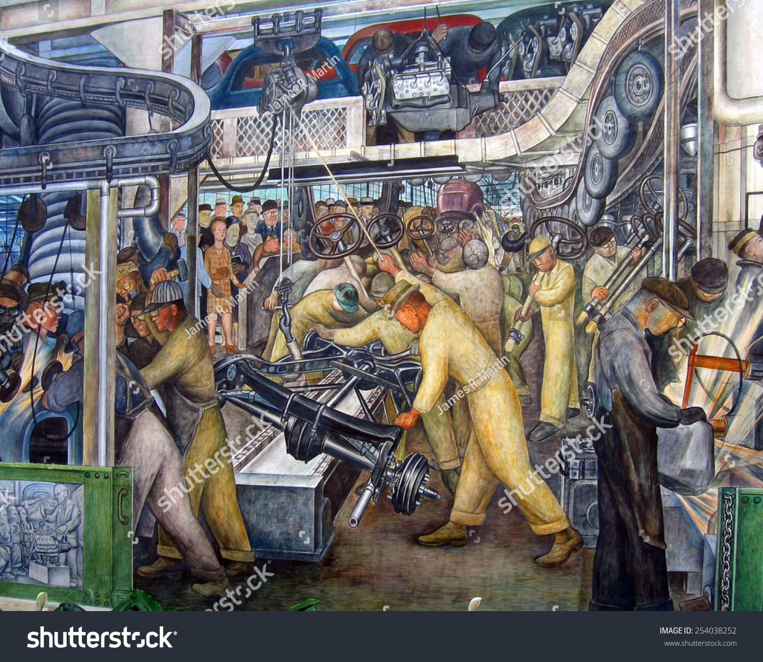 Detroit, Mi - January 2015: Diego Rivera Mural Of An Automotive ...