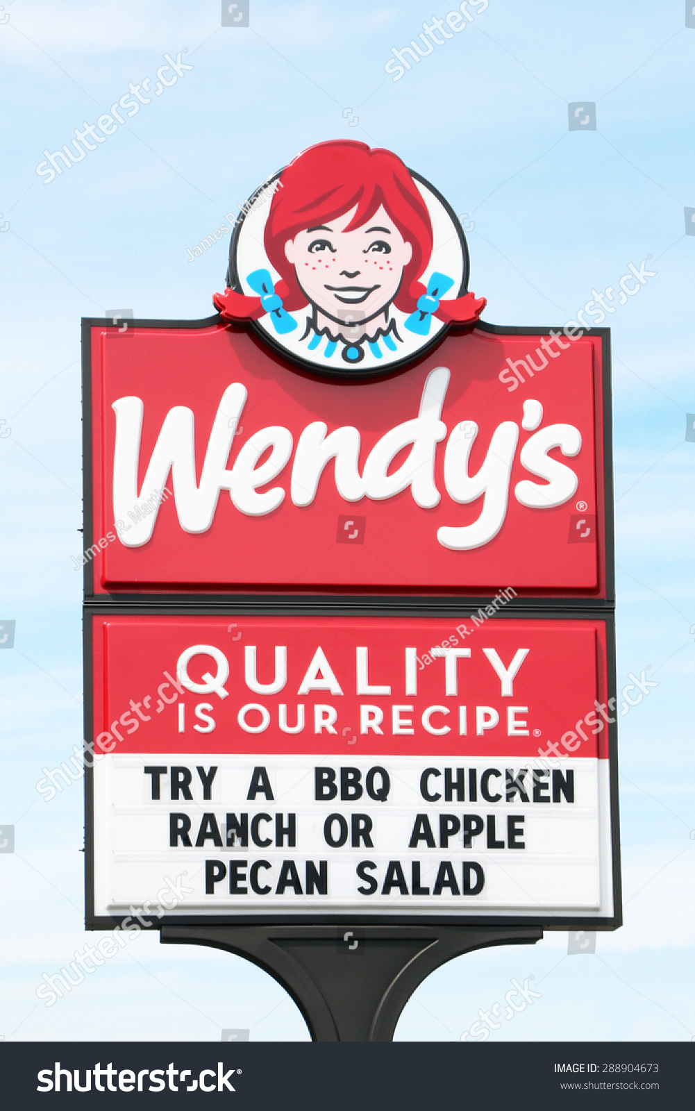 Detroit, Mi-June, 2015: Sign For Wendy'S Restaurant. Sign Incorporates ...