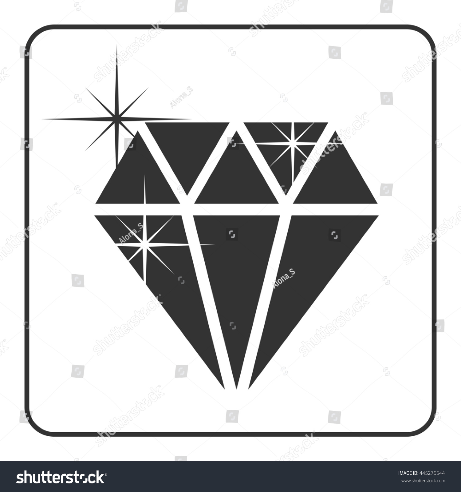Diamond Icon Glitter Shiny Crystal Sign Stock Illustration 445275544 ...