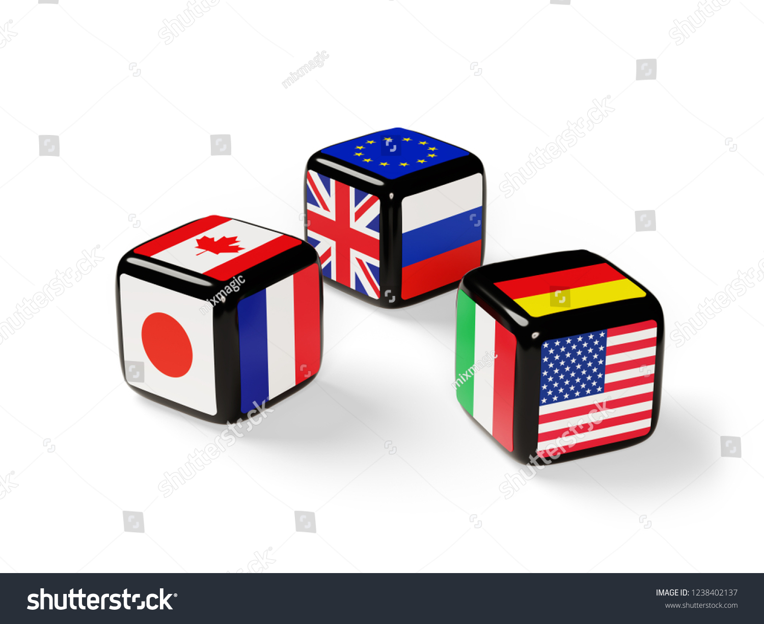 Dice Flags G8 Nations Cast 3d のイラスト素材