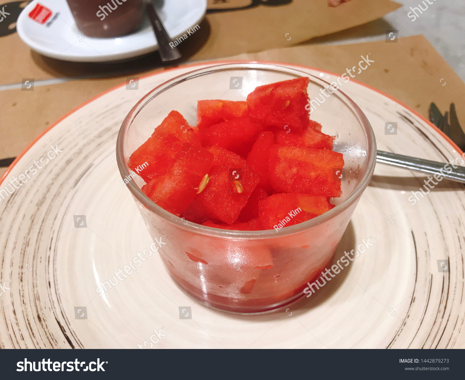 Diced Watermelon Glass Bowl Stock Photo Edit Now