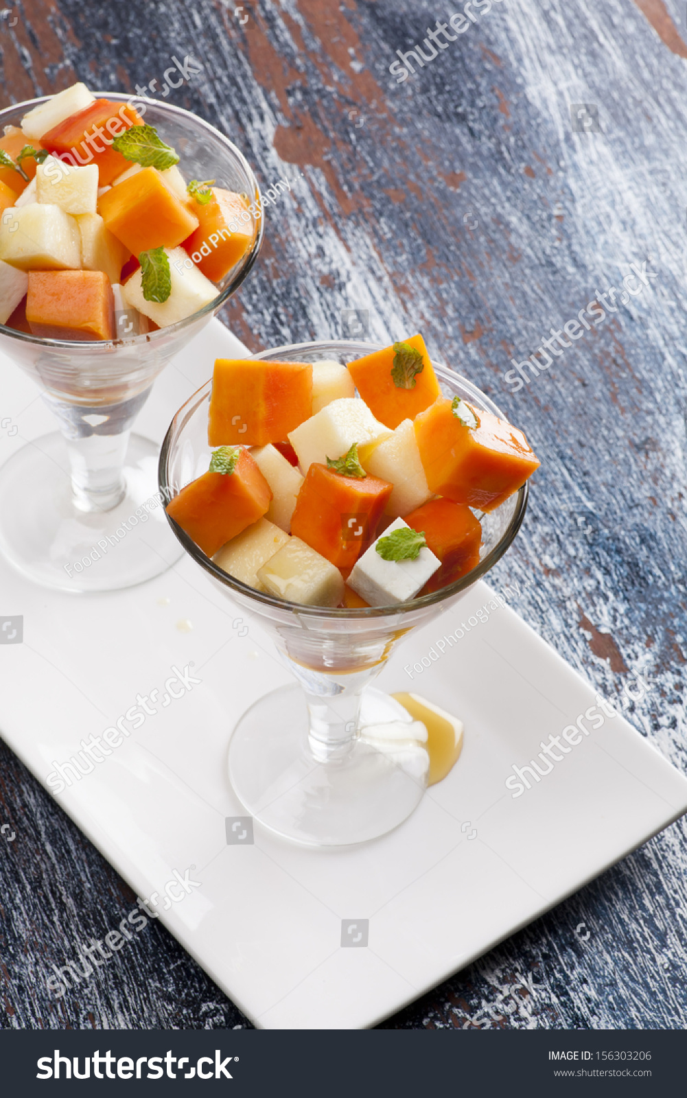 Diet Healthy Fruit Salad Papaya Apple Stock Photo Edit Now 156303206
