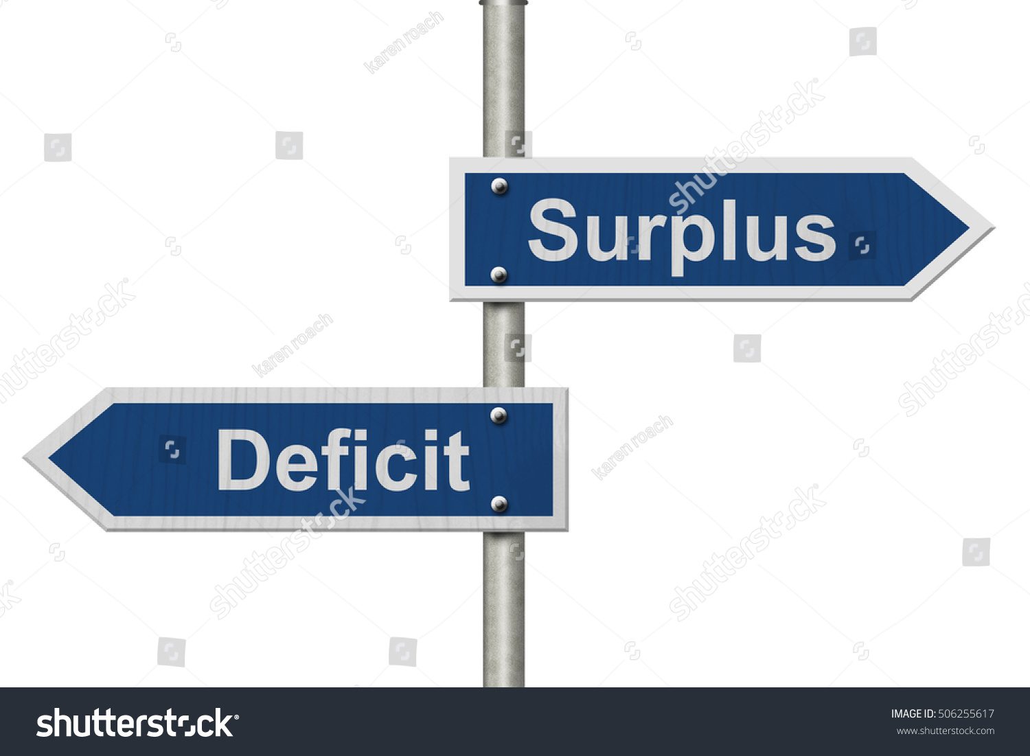 Difference Between Surplus Deficit Two Blue Stock Illustration ...