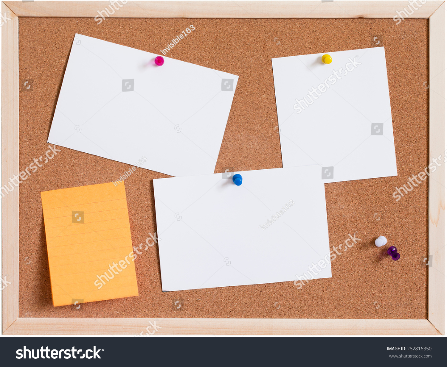 Different Blank Papers Pin On Cork Stock Photo Edit Now 282816350