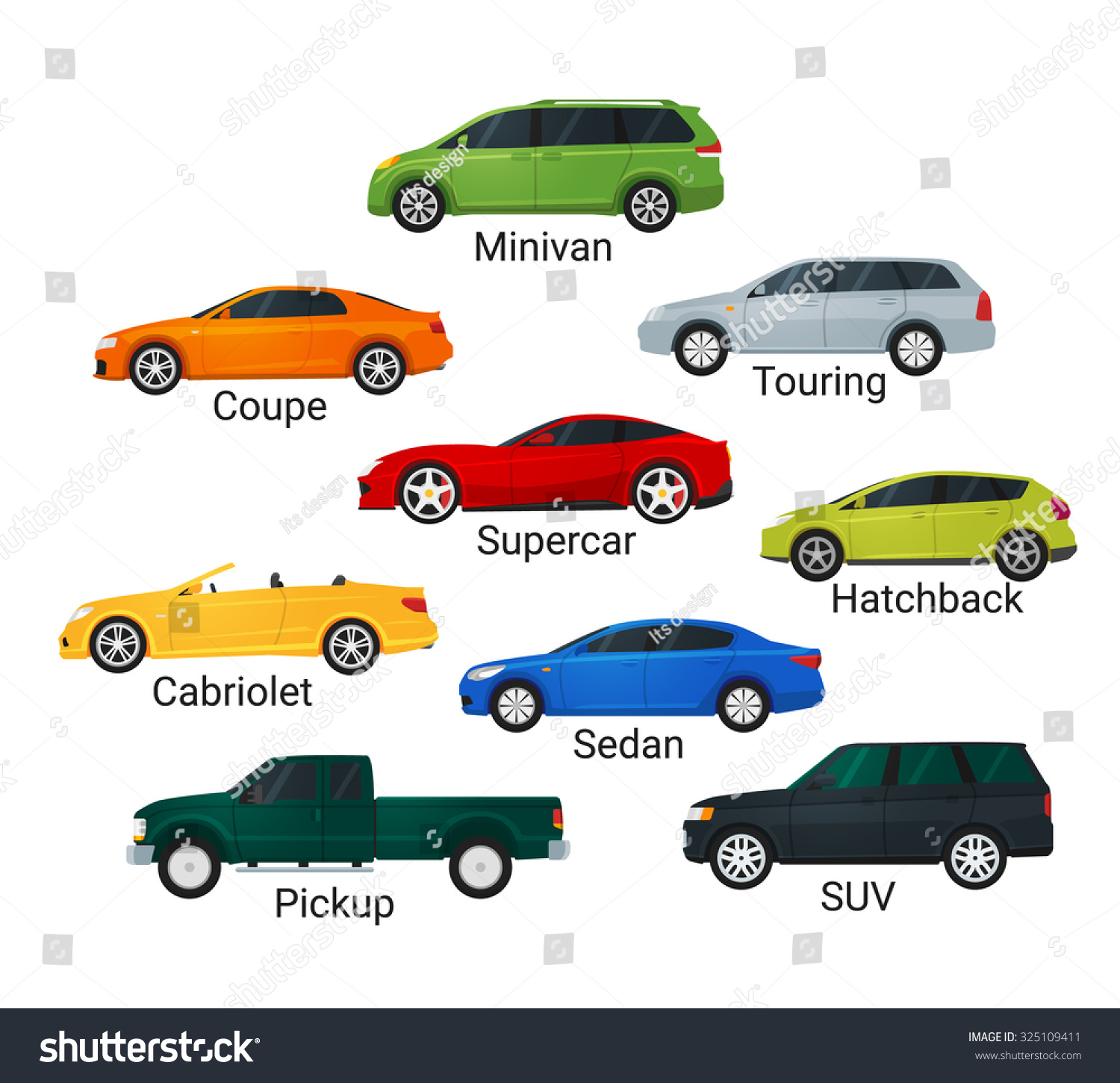 Different Car Types Icons Flat Style Stock Illustration 325109411 ...