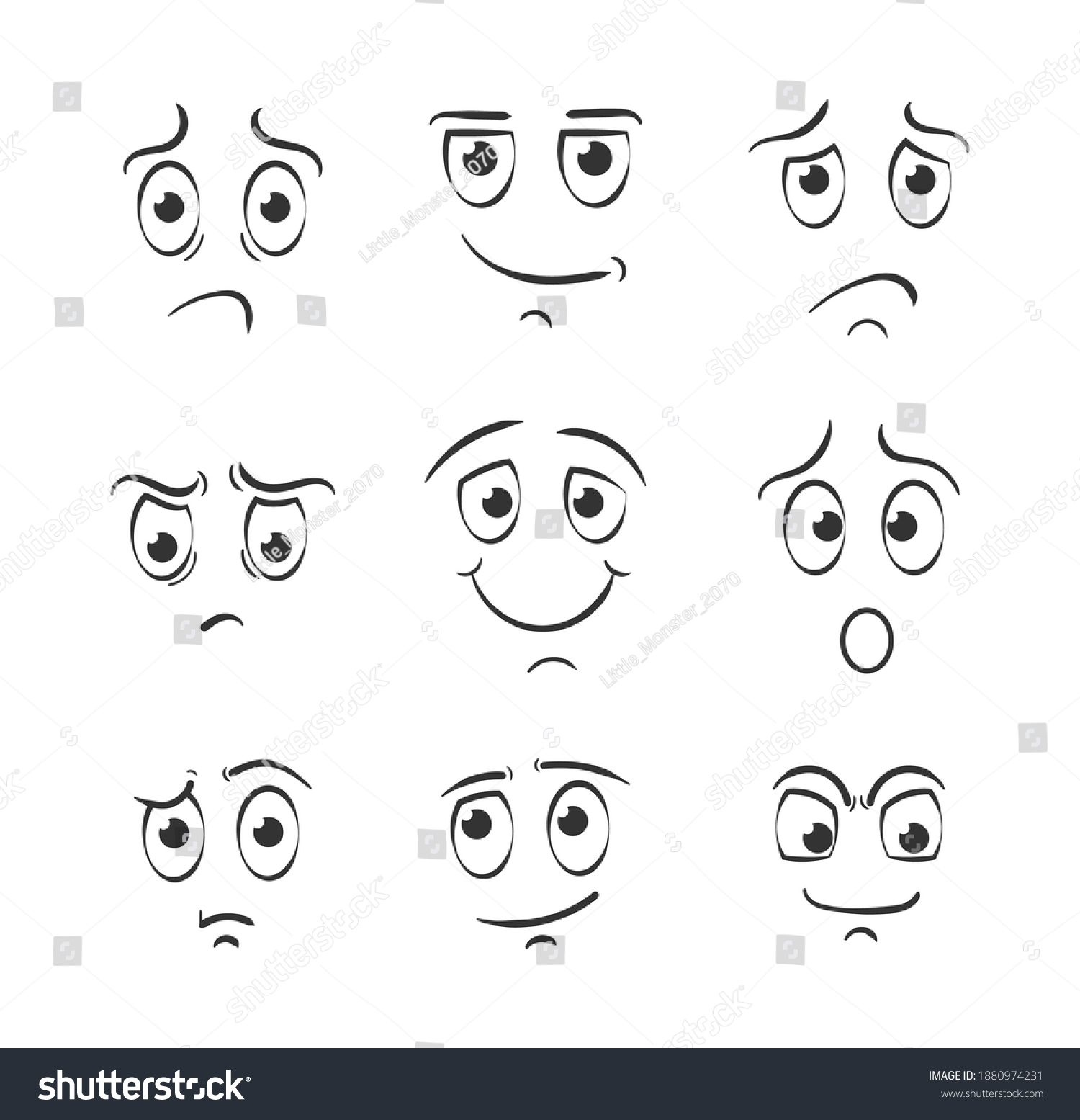 Different Facial Expressions Doodle Style Set Stock Illustration Shutterstock