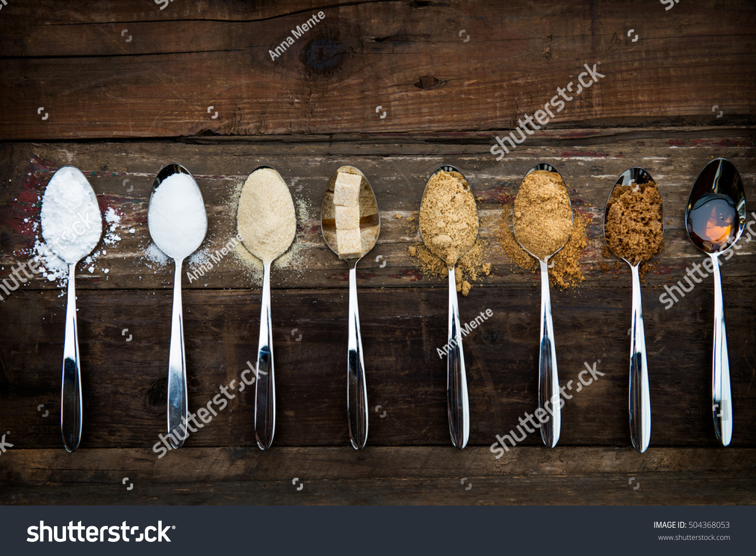 Different Kinds Sugar Spoons Such Coconut Stock Photo Edit Now