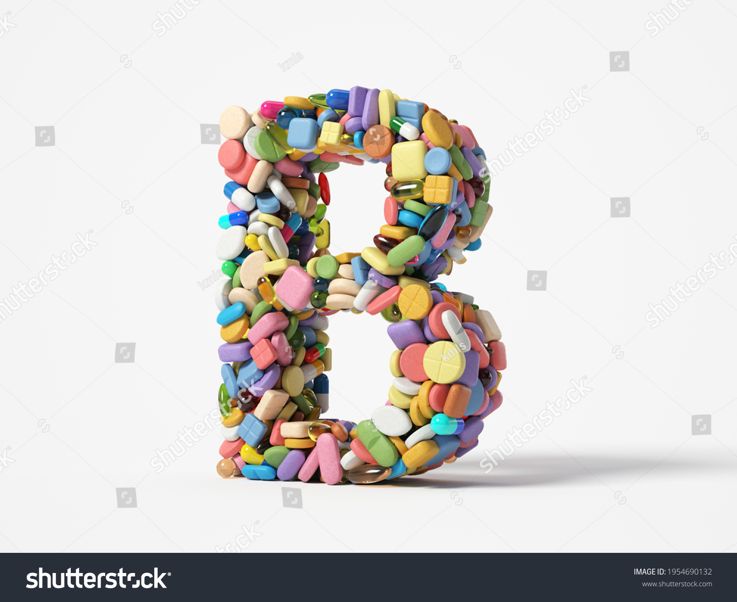 Different Pills Stack Shape Letter B: ภาพประกอบสต็อก 1954690132 ...