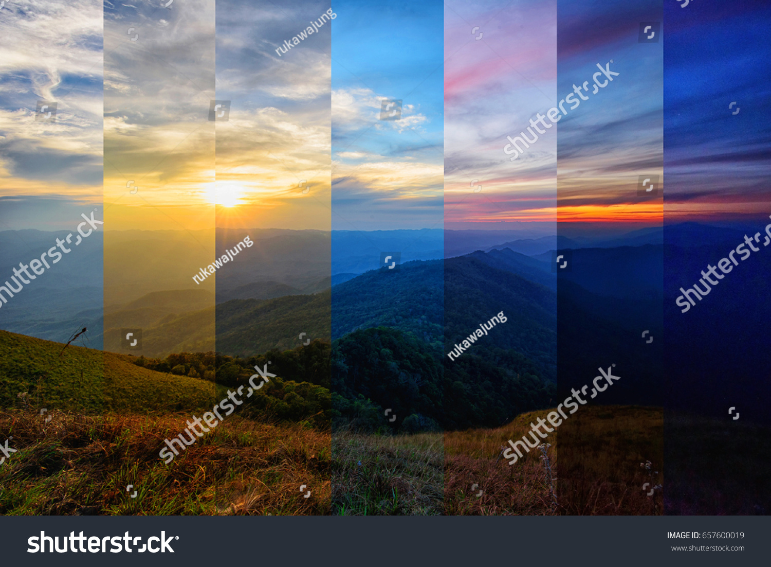Landscape at different times of day Stock Photos, Images & Photography