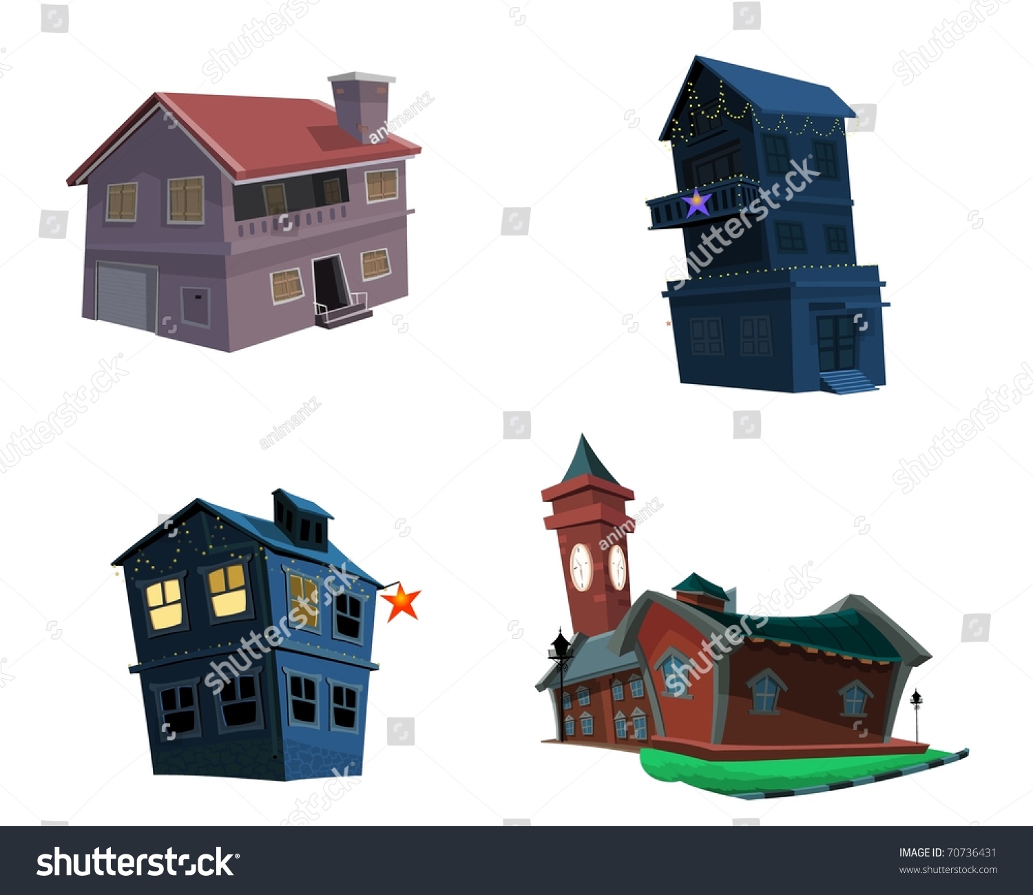 Different Types Houses Stock Illustration 70736431 
