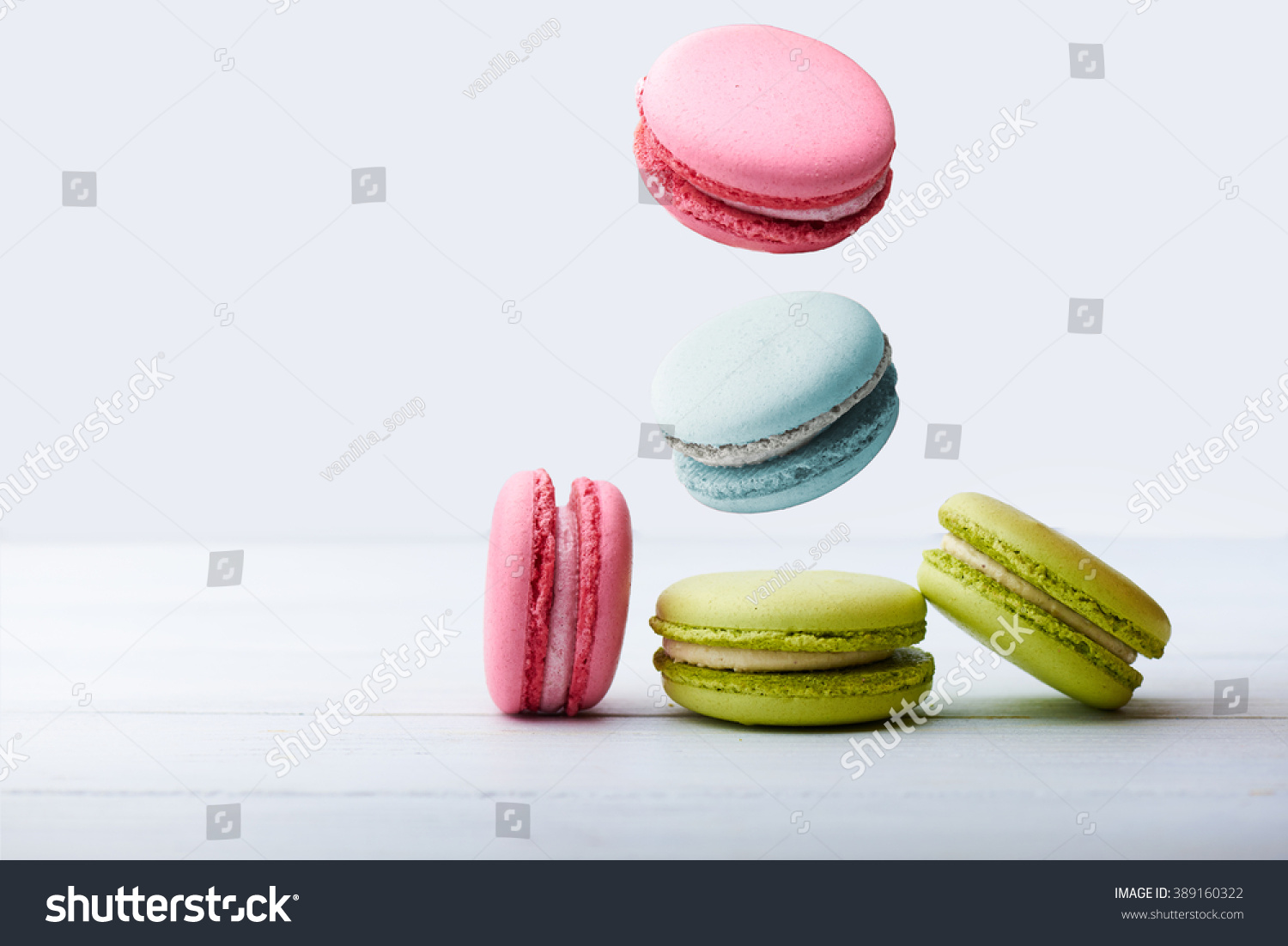 Different Types Macaroons Motion Falling On Stock Photo 389160322 ...