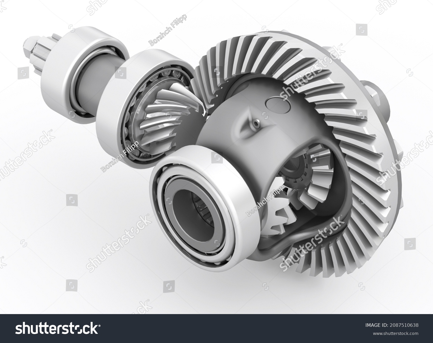 Differential Bearings On White Background Gears Stock Illustration