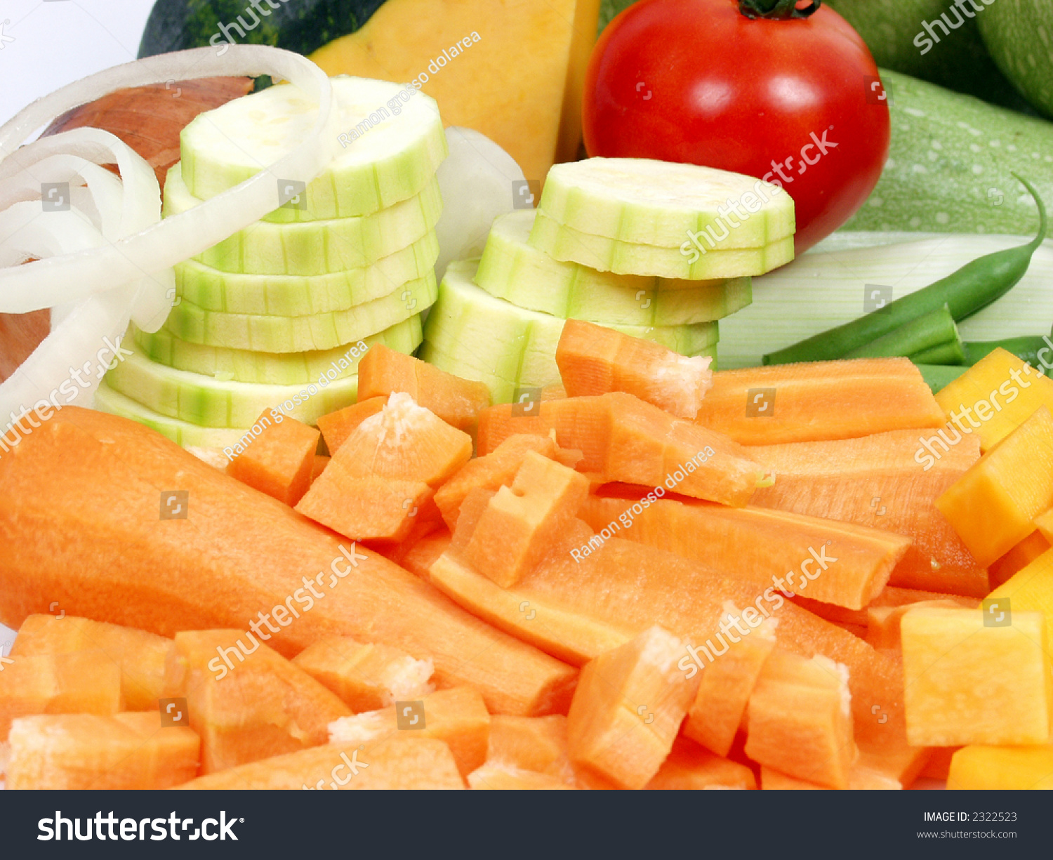 Differents Vegetables Sliced And Cutted For Soup Stock Photo 2322523 ...