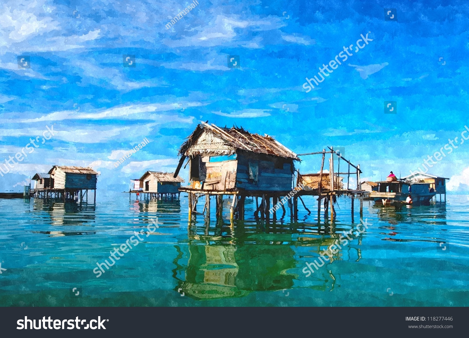 watercolor painting ocean