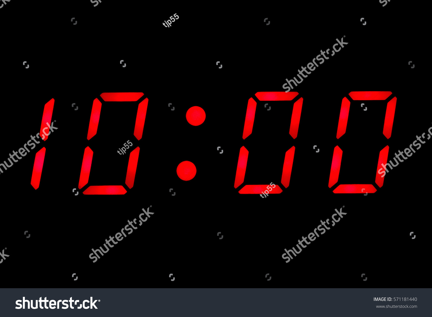 Digital Clock Closeup Displaying 1000 Oclock Stock Illustration