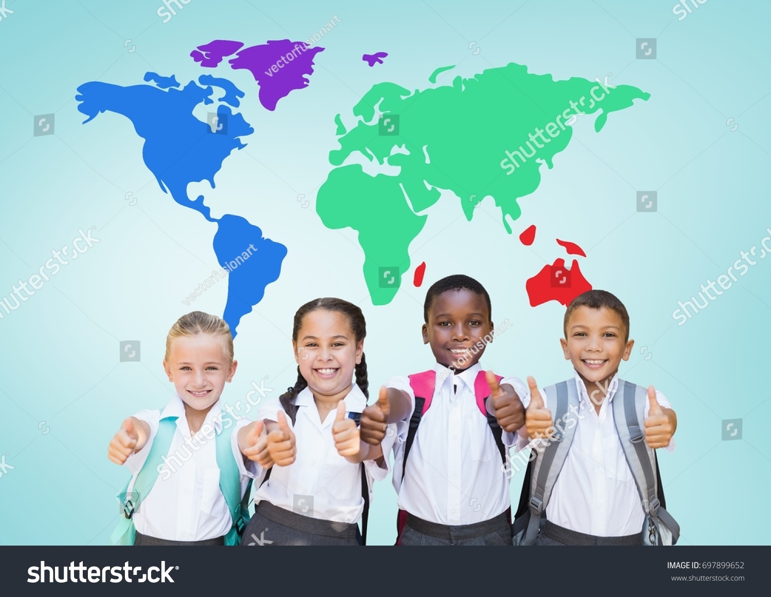 Digital Composite School Kids Holding Thumbs Stock Image