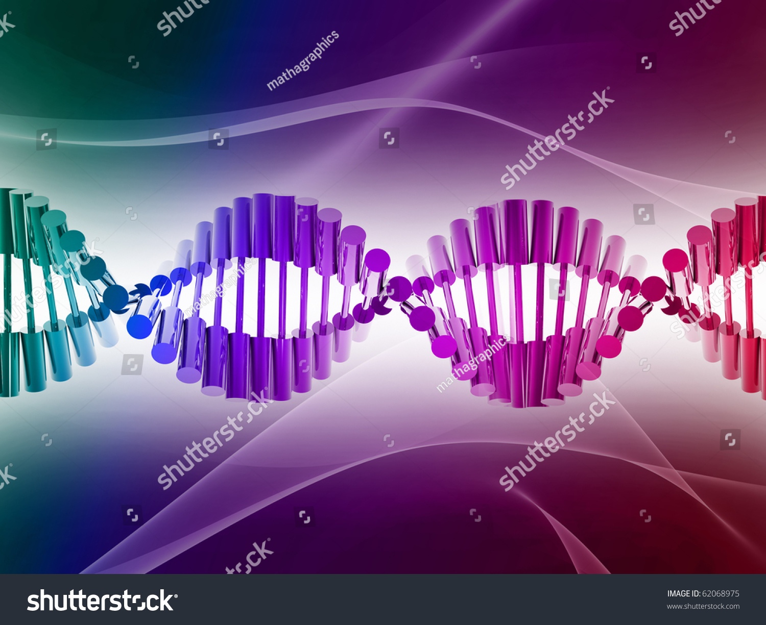 Digital Illustration Dna Structure 3d On Stock Illustration 62068975 ...