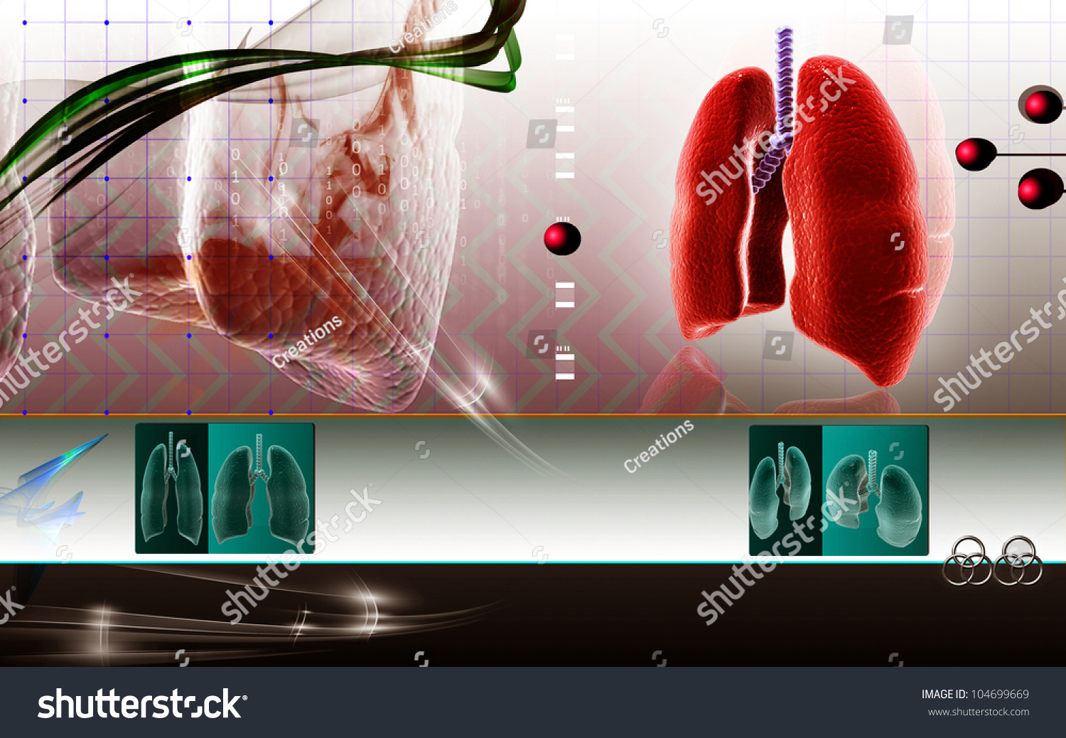 Digital Illustration Of Human Lungs In Colour Background - 104699669 ...