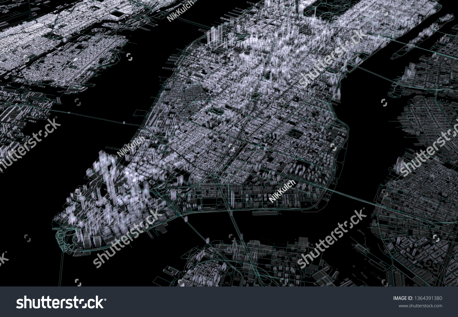 New York Digital Map Digital New York City Map 3D Stock Illustration 1364391380 | Shutterstock