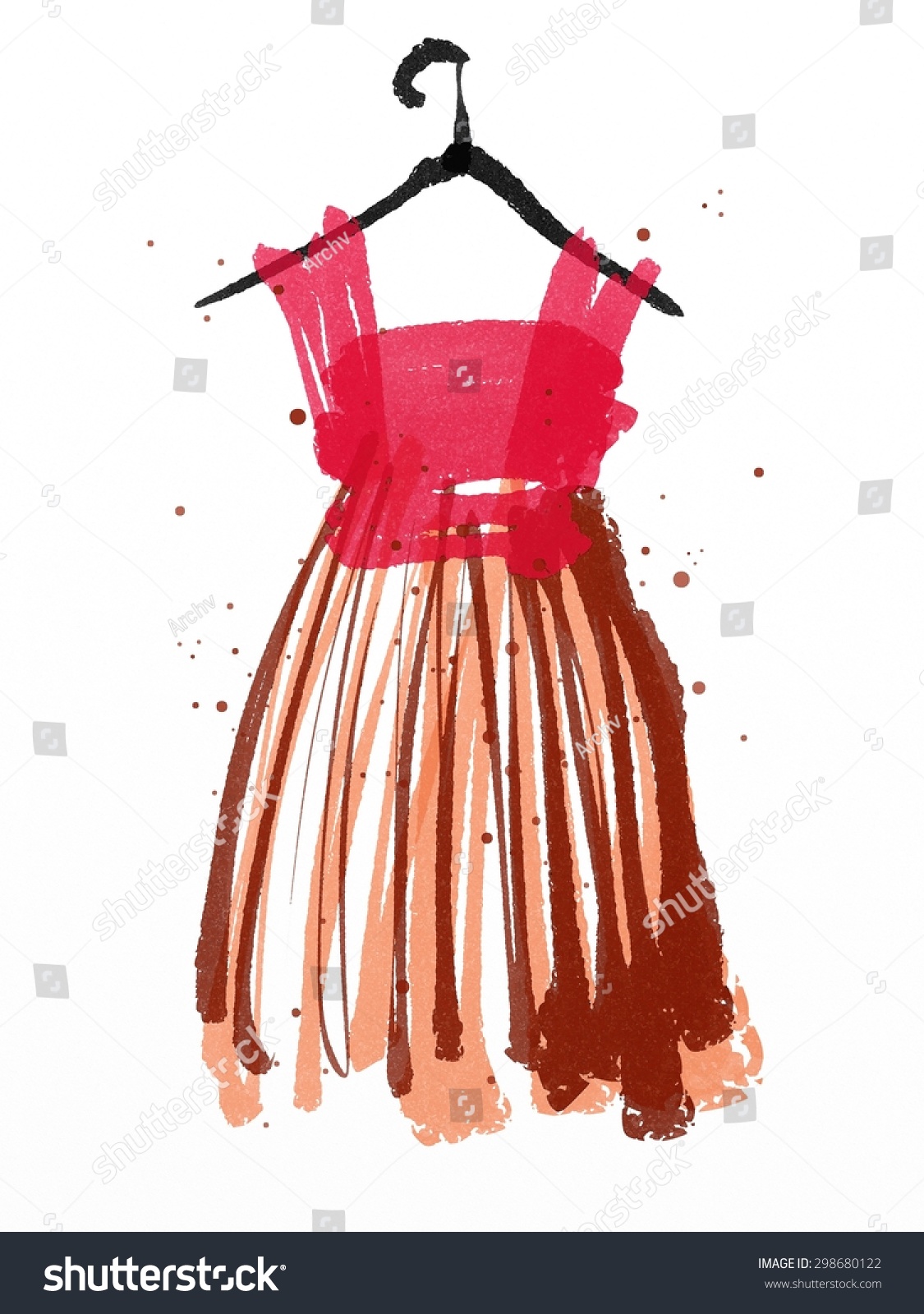 Digital Painting Red Brown Color Dress Stock Illustration 298680122