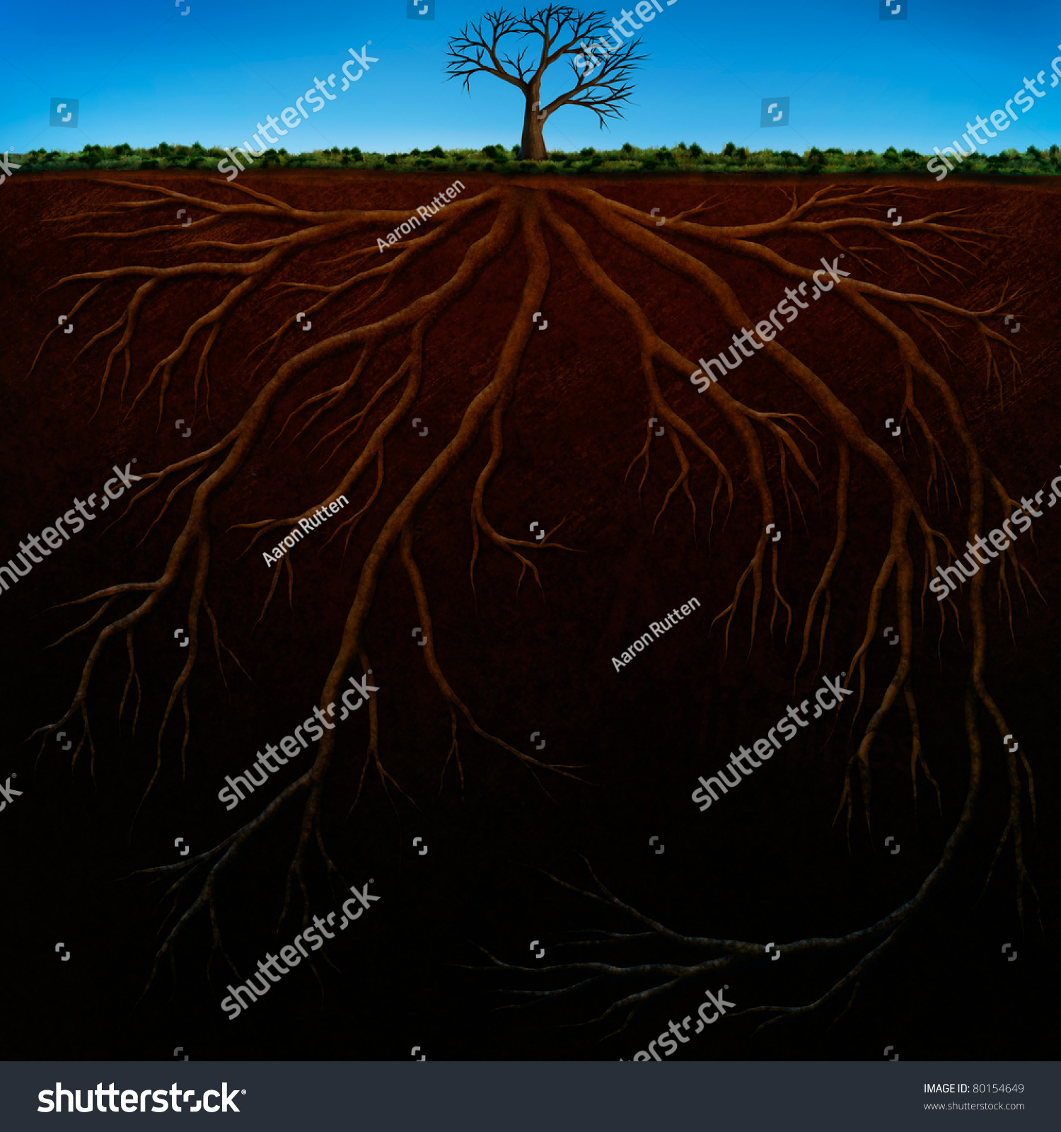 Digital Painting Underground Tree Roots Stock Illustration 80154649 ...